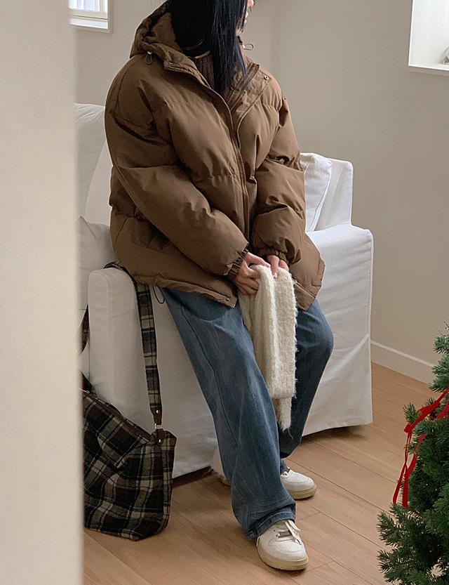 [남녀공용] 컴멜리 루즈핏 후드 패딩 79429