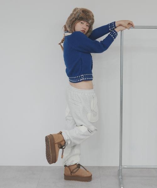 Fuzzy Ribbon Platform Boots (4color)