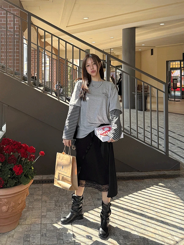 Satin drape layer skirt