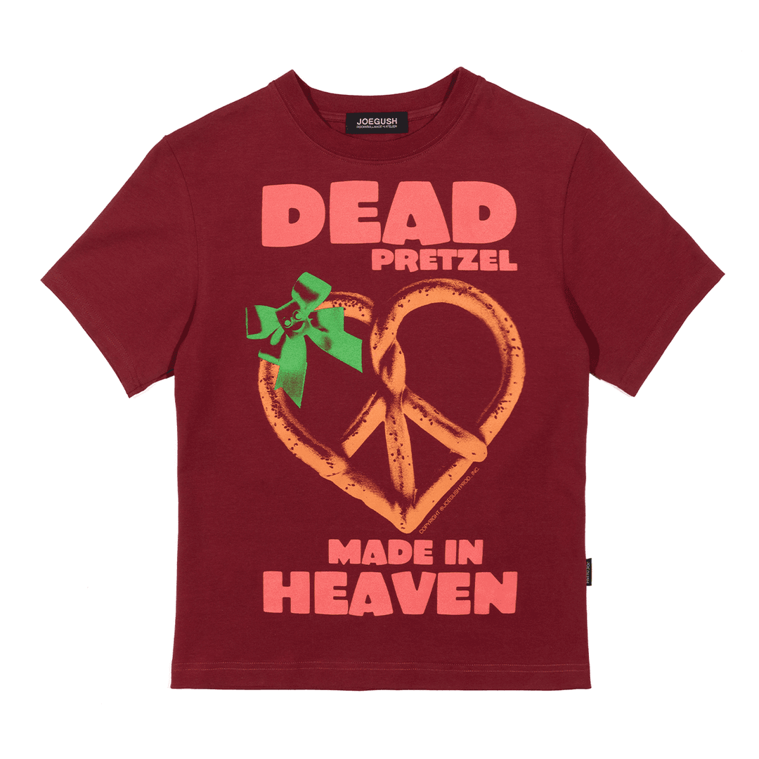 Dead Pretzel T-shirt (Crop ver.) (Burgundy)
