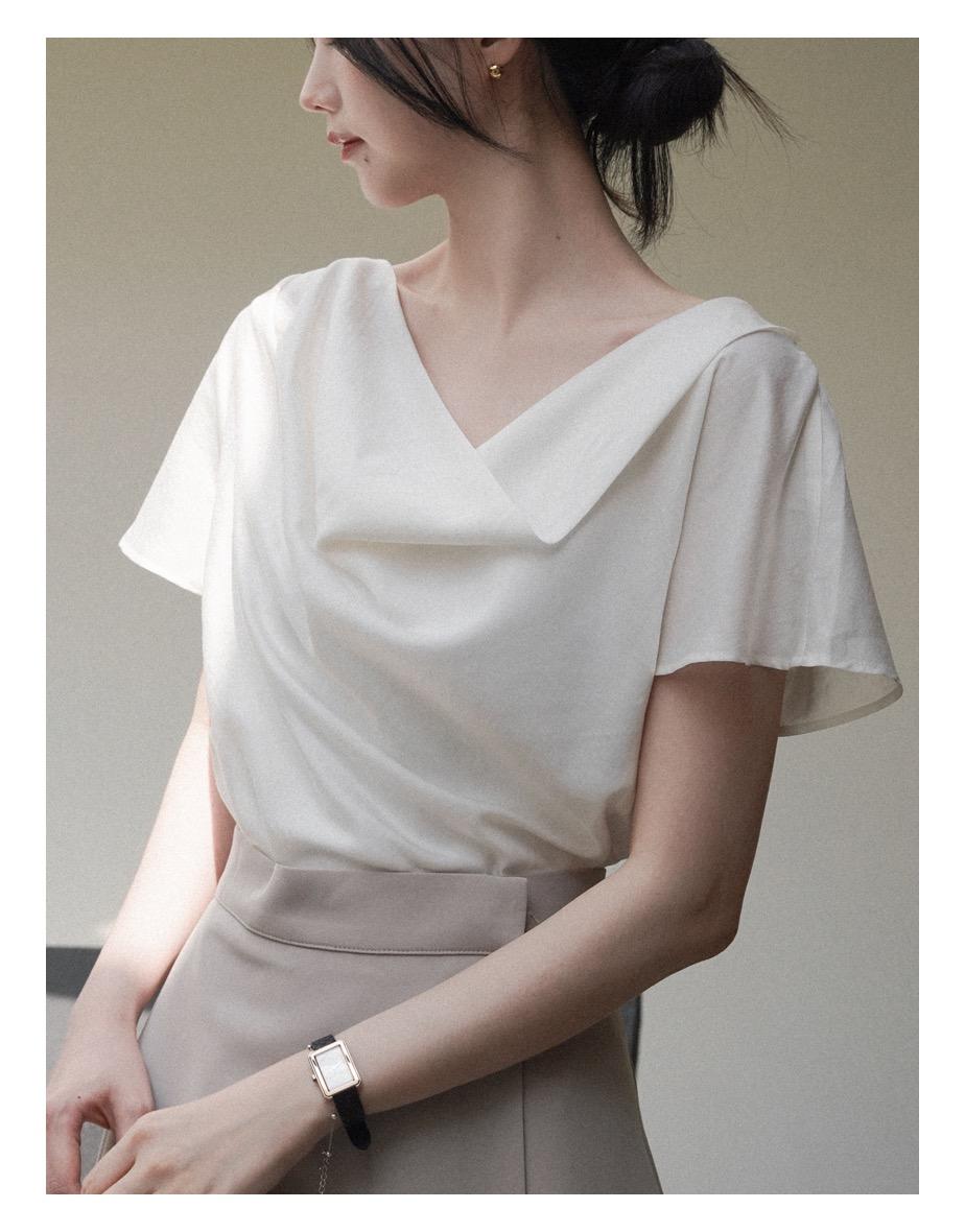 메르시 하프 블라우스 [실키아이보리]