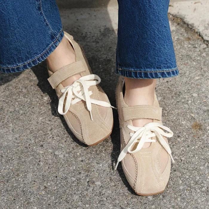 [29EDITION] PINKING MARY JANE SNEAKERS / BEIGE