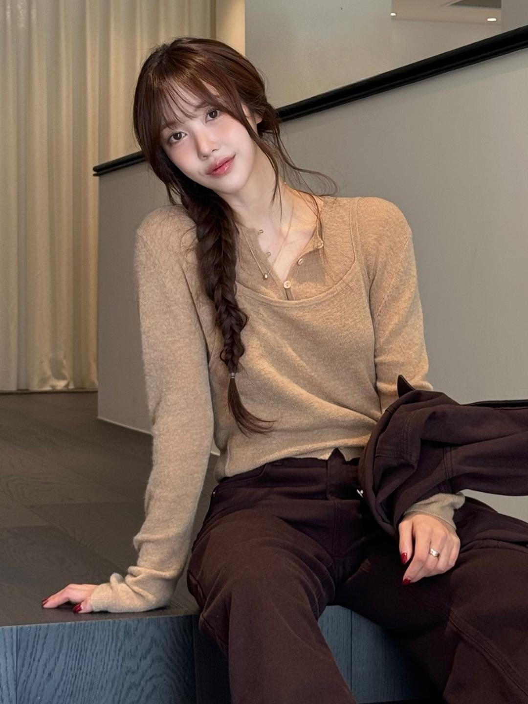 [이코코 착용] Alpaca layered cardigan set_3colors
