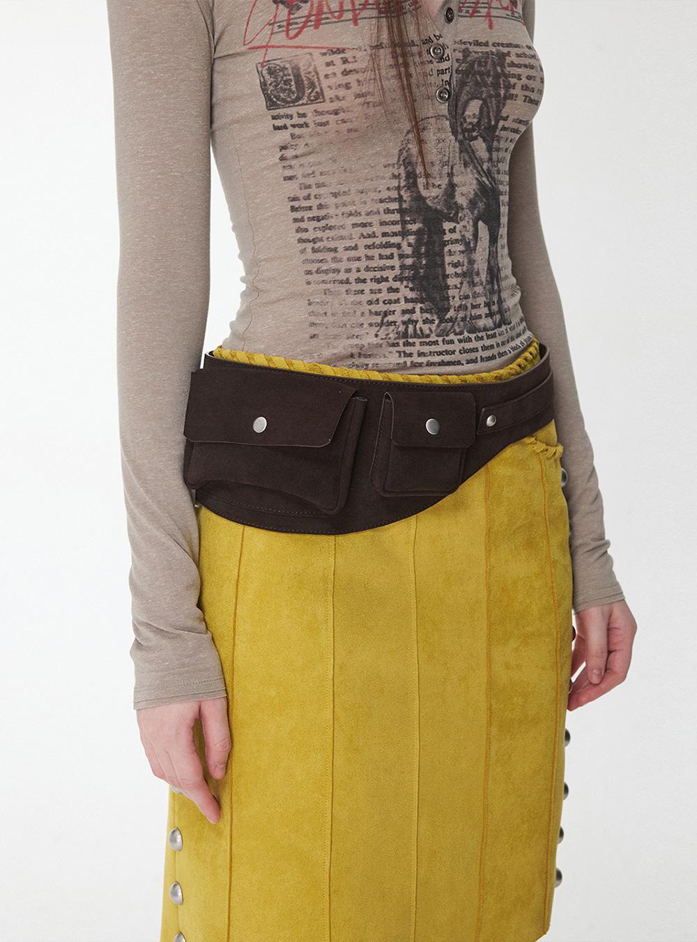 Suede Metal Buckle Waist Belt (3color)