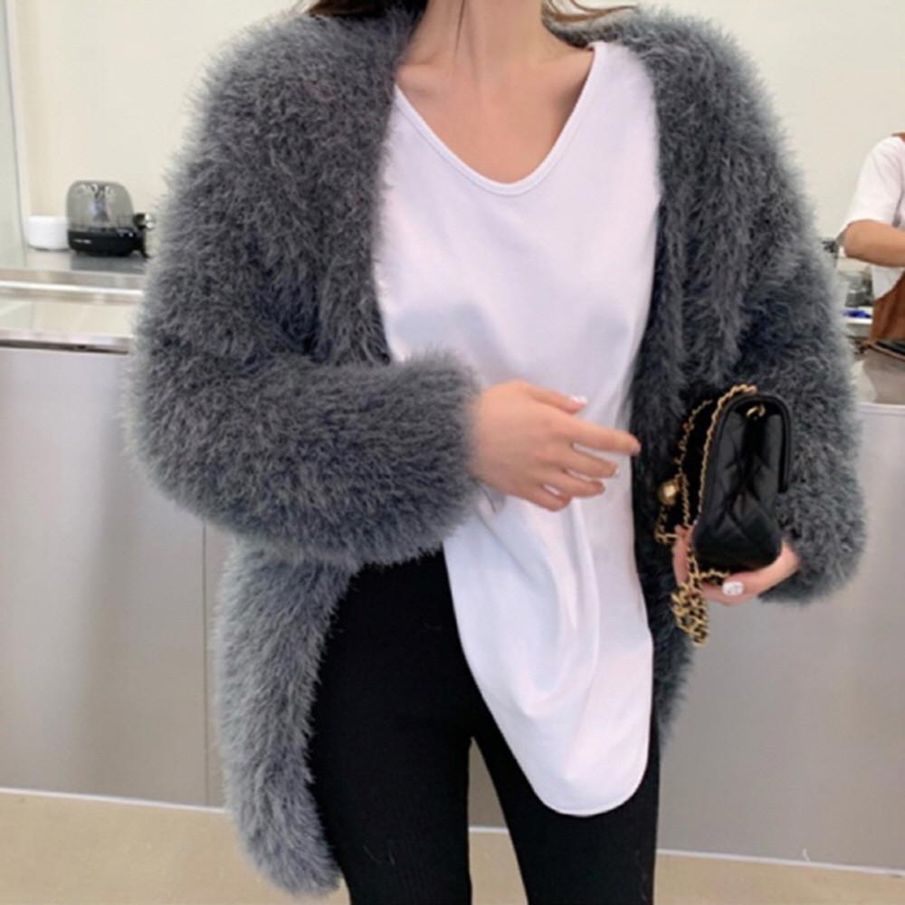 보들보들 루즈핏 솜털 가디건