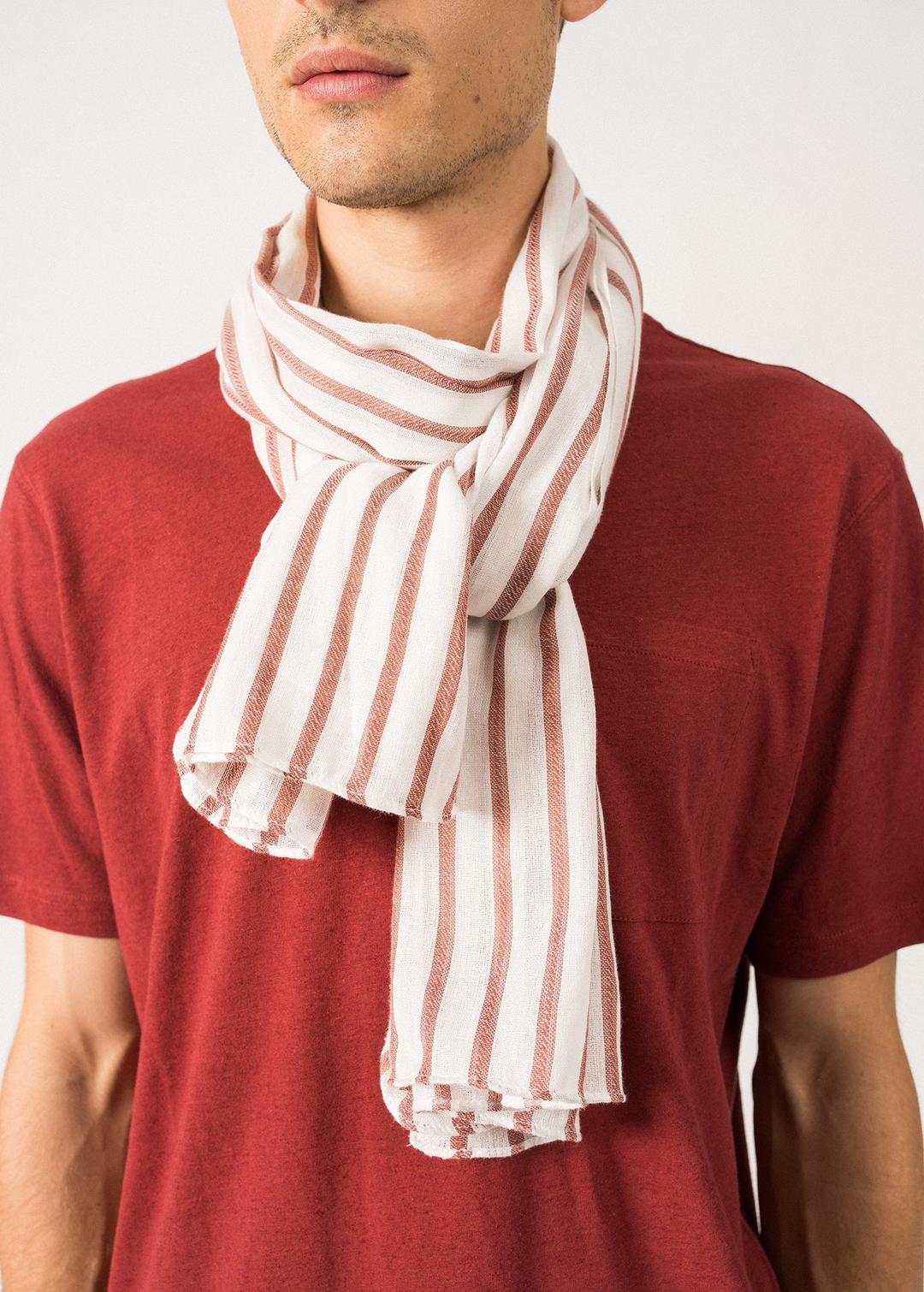 Foulard rayé Promenade - en coton (BLANC/TERRACOTTA) - BLANC/TERRACOTTA / UNIQ