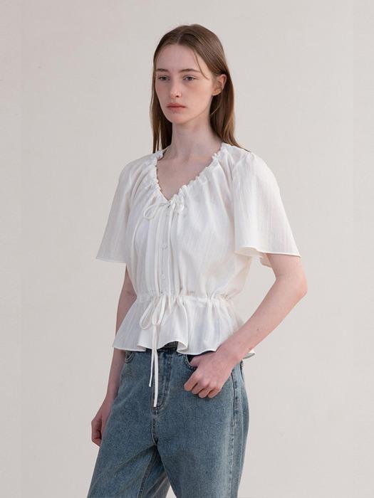 Lume Shirring Blouse_White