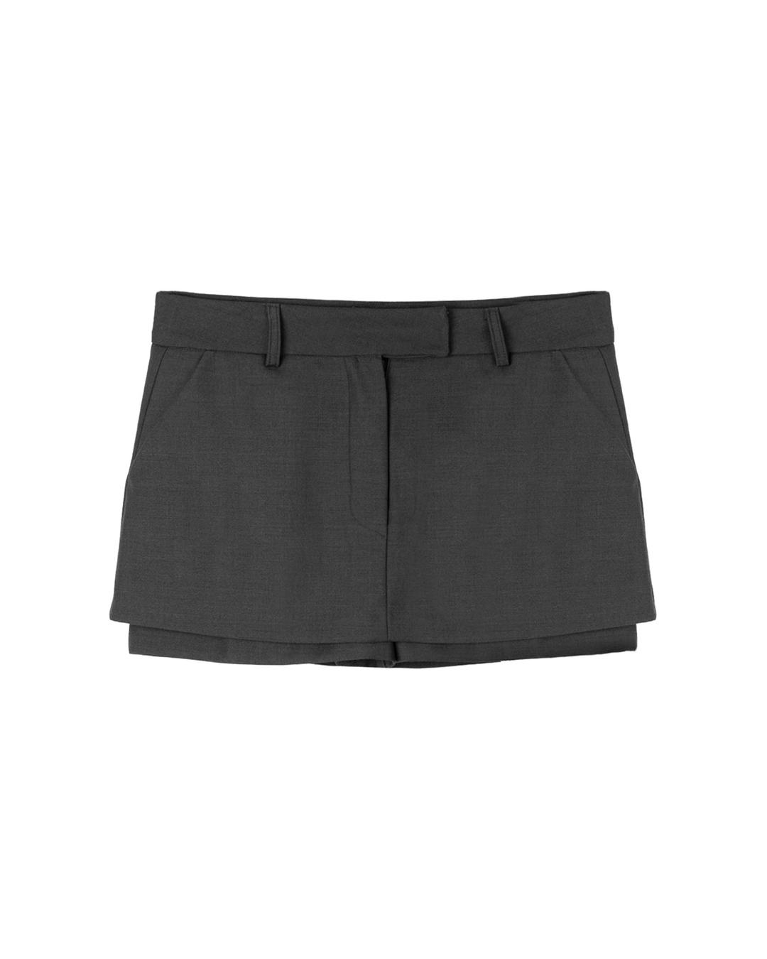 LOW WAIST MINI COTTON SKIRT SHORTS, GREY