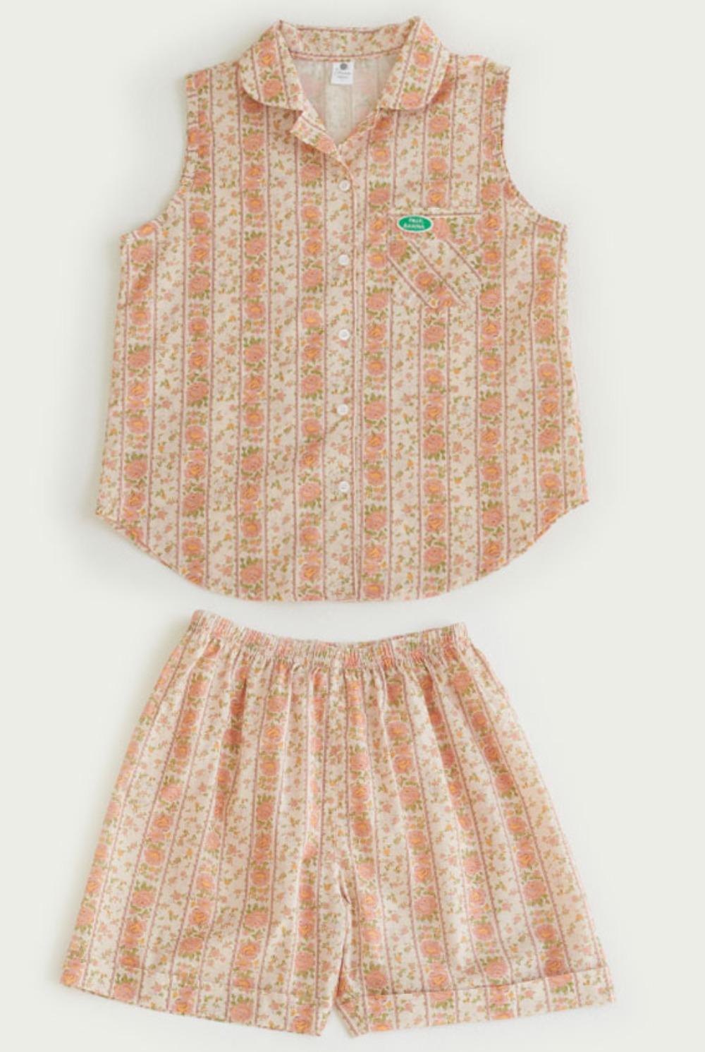 폴앤안나 오렌지 라라 플라워 민소매 상하세트