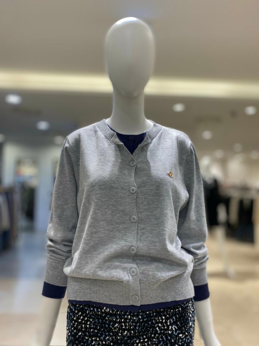 레이어드배색덧장니트가디건 YK4WD315