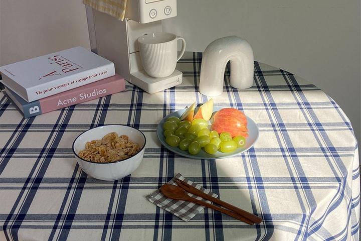 데일리 체크 테이블보 홈카페 감성 캠핑 원형 사각 식탁보 3size