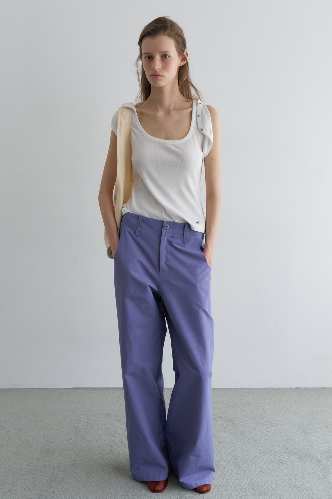 COTTON WIDE PANTS_LAVENDER