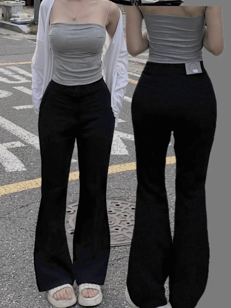 (S-2XL/숏_롱)골반패드 부츠컷 슬랙스 (빅사이즈/골반패드바지/숏롱/2가지버전/슬랙스/부츠컷슬랙스/부츠컷팬츠/팬츠/부츠컷데님