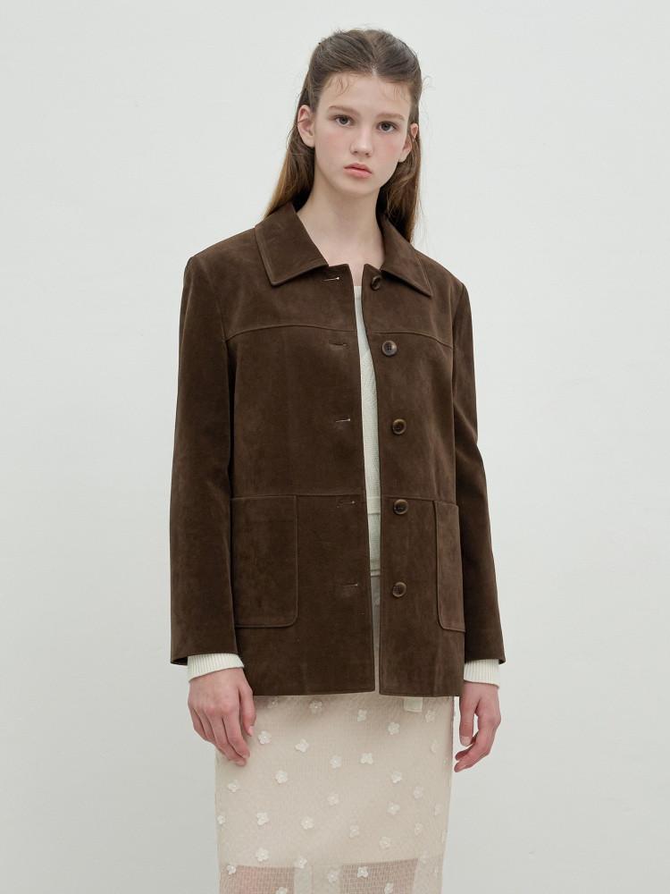 플랫 카라 스웨이드 싱글자켓 OL5AJ8010