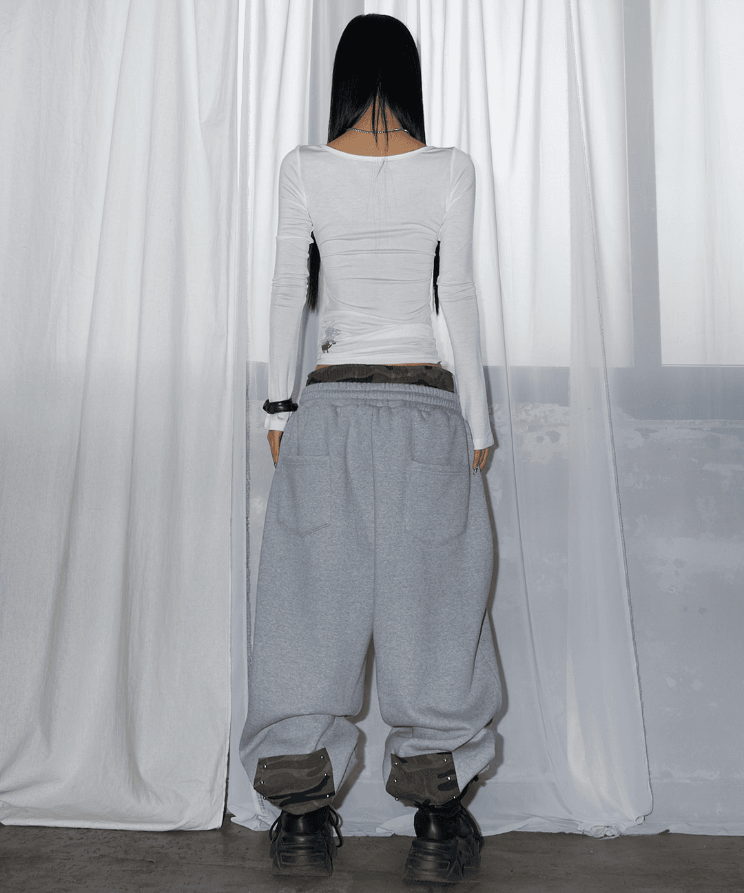 Y9 POCKET LAYERED SWEAT PANTS(GRAY)