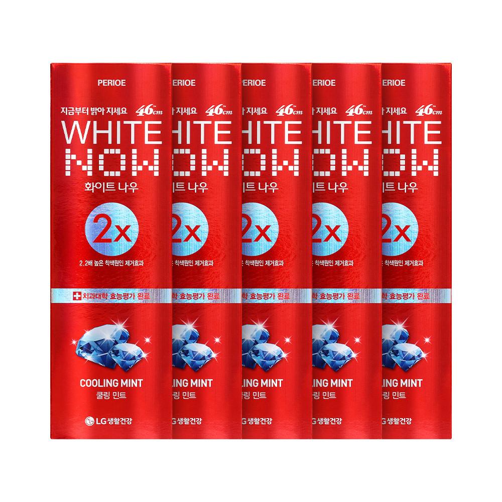 페리오 화이트나우 쿨링민트 치약 120g 5개 : LG생활건강
