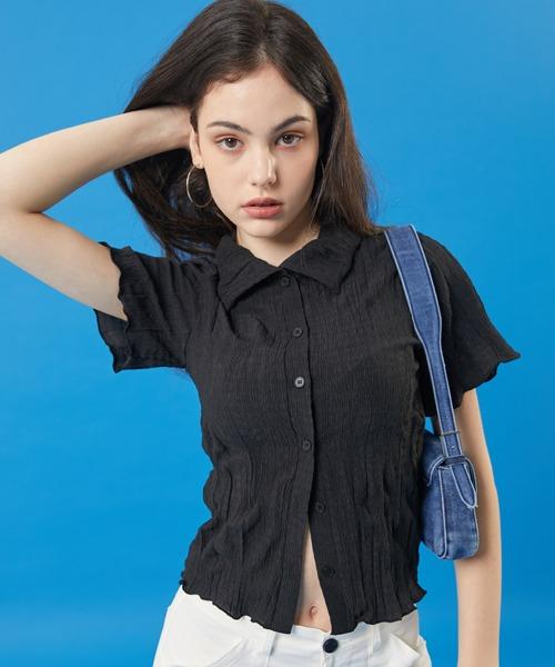 [17차 재입고] WOMEN 미디 크롭 슬림 마몽 반팔티 가디건 [BLACK] 반팔 크롭티