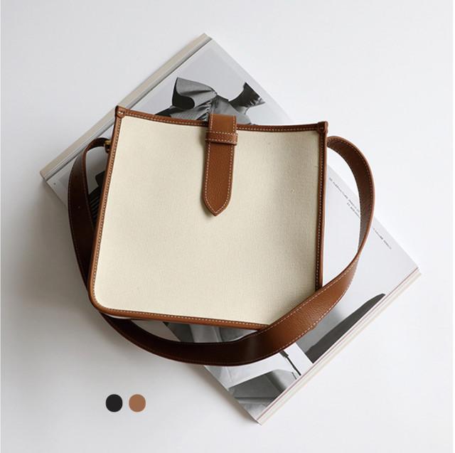 캔버스 소가죽 여자 사각 핸드백 숄더 크로스 투웨이백