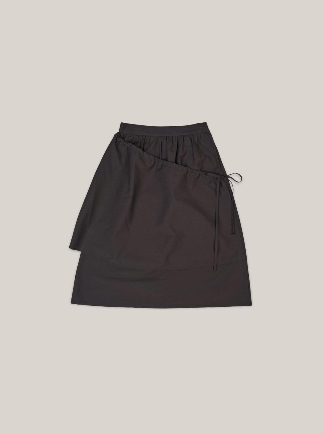 COTTON APRON  SKIRT  [ BLACK ]