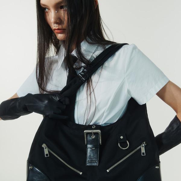 Black Moto Hobo Bag (NYLON)