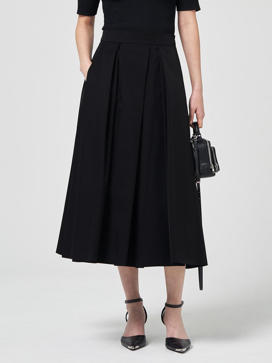 사틴 프린세스 스커트 - 블랙