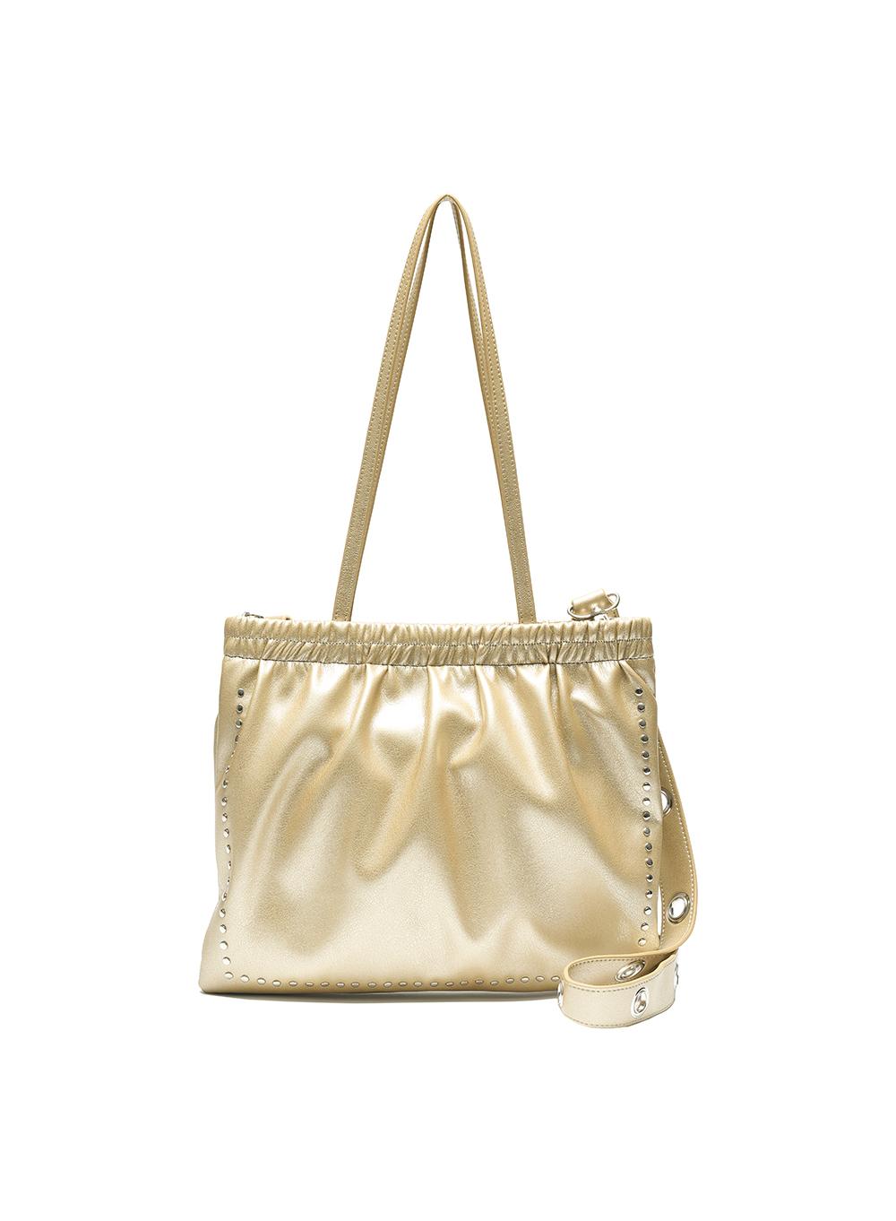 [WOMEN] 2WAY STUDED SHIRRING FLAT BAG_GOLD