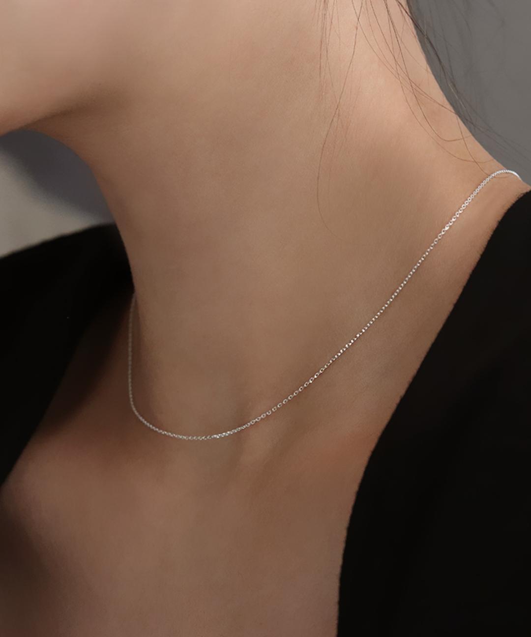 실버925 데일리 심플 베이직 체인 한줄 은 목걸이 목걸이줄 (골드/실버)