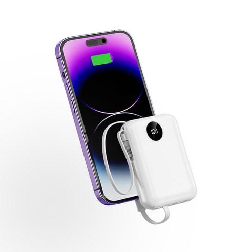 리베타 4in1 케이블 일체형 고속충전 미니 보조배터리 10000mAh 아이폰 C타입 LED잔량 - 보조배터리 | 쿠팡