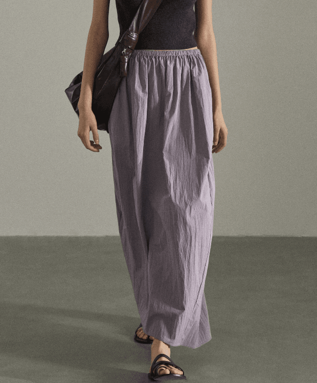 코튼 볼륨 스커트