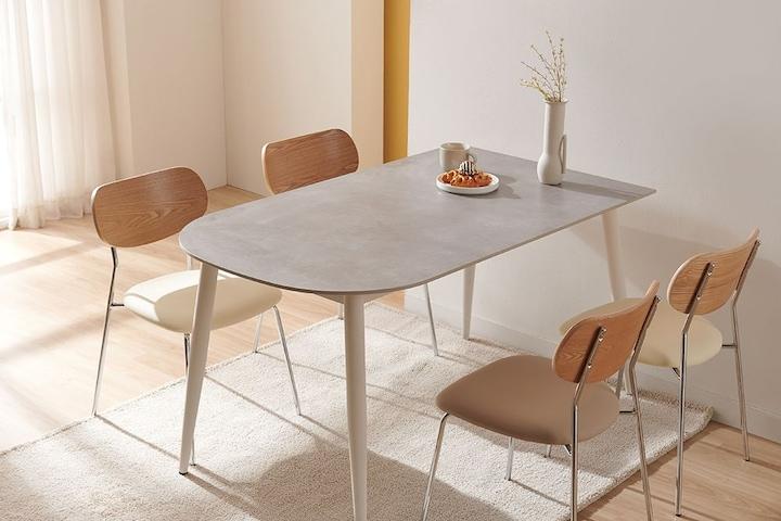 모네 4인 세라믹 반타원 식탁 테이블 1400