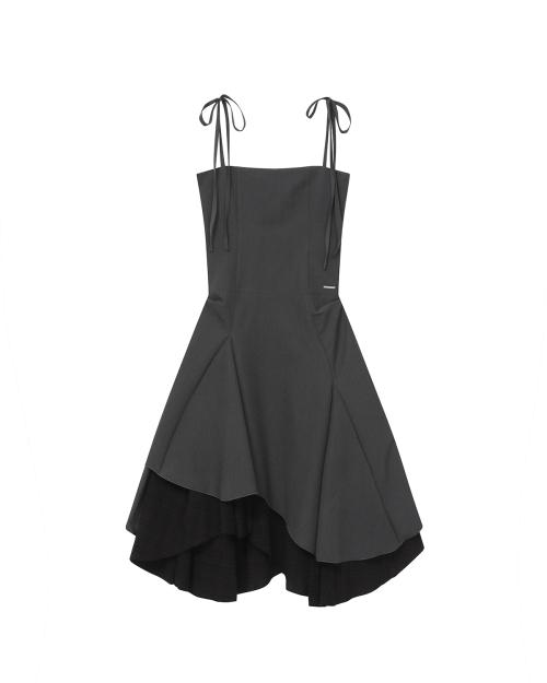 Unbalanced layered one piece CHARCOAL