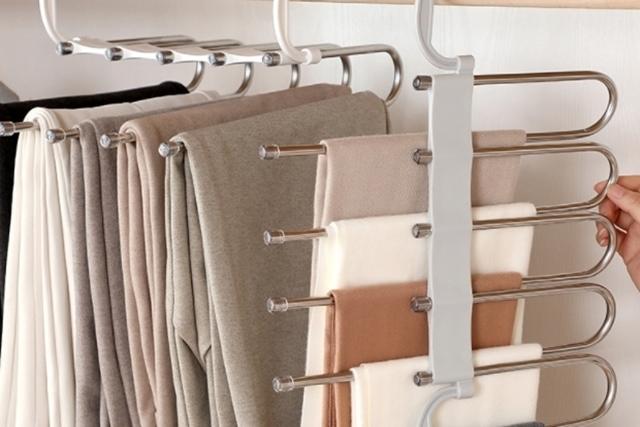 [오늘의딜] 1+1 두배 넓어지는 논슬립 스텐 5단 바지걸이