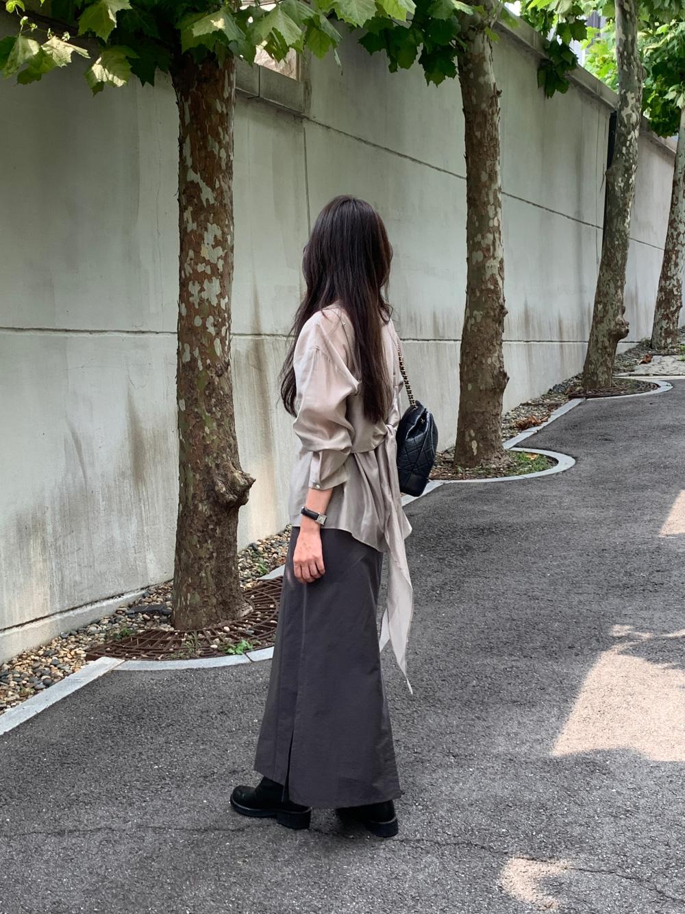 [리어스 제작] 피넛 슬릿 스커트 (charcoal)