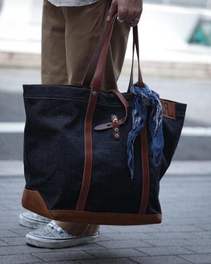 더블알엘 RRL 데님토트백 Leather Trim Denim Tote 23SS