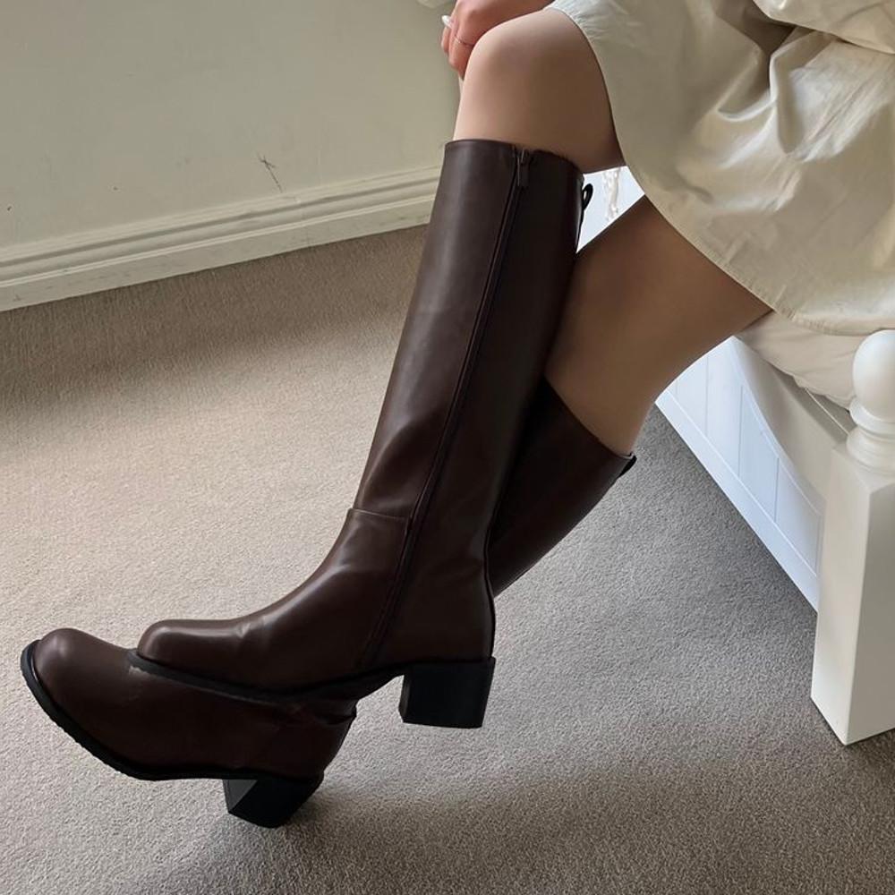 [입고요청쇄도] 프리하다 체형보정 라운드 롱부츠 03 고퀄라인 사이드 지퍼 하체통통 종아리뚠뚠 하체커버 종아리커버 230-255