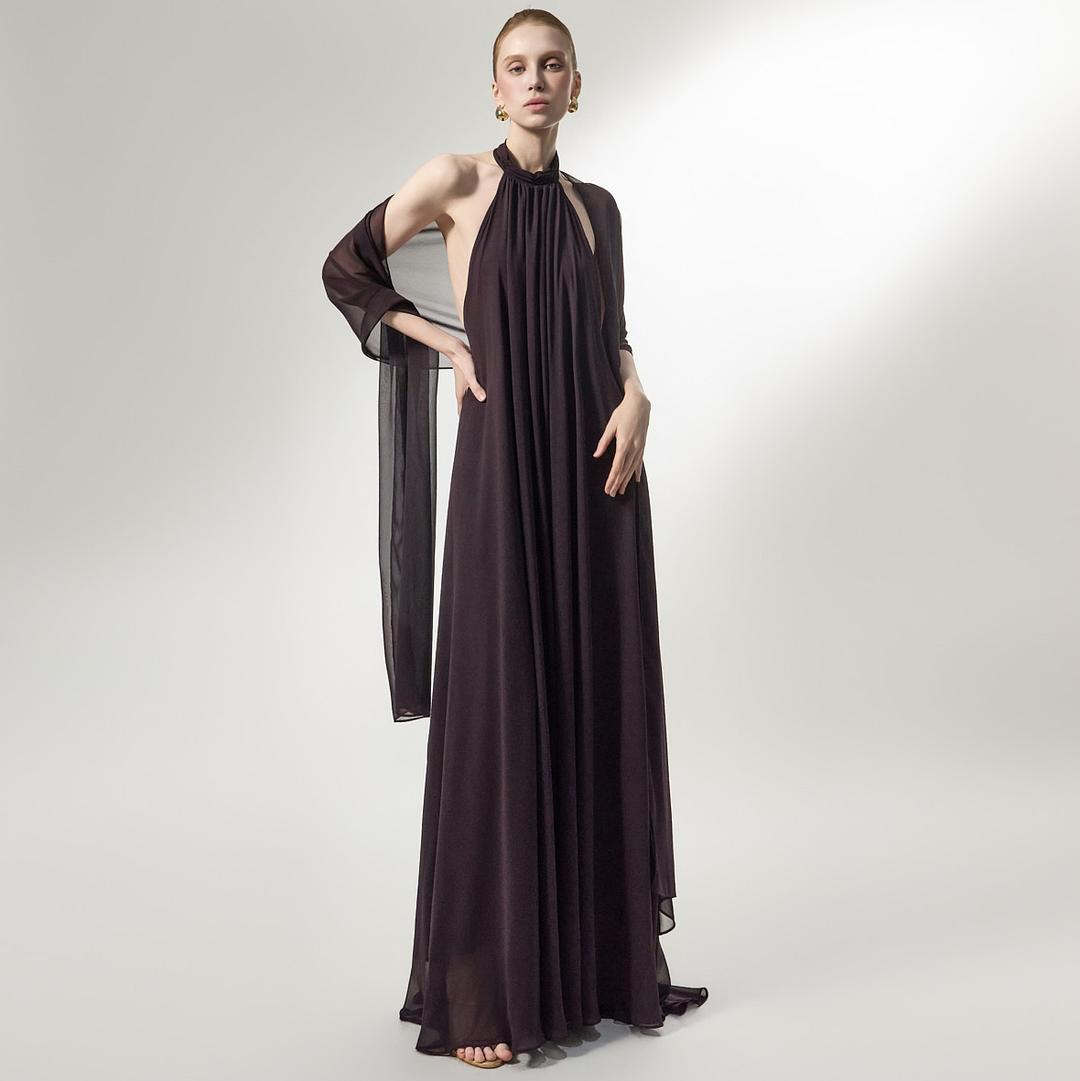 D5477 스카프 세트 홀터넥 원피스