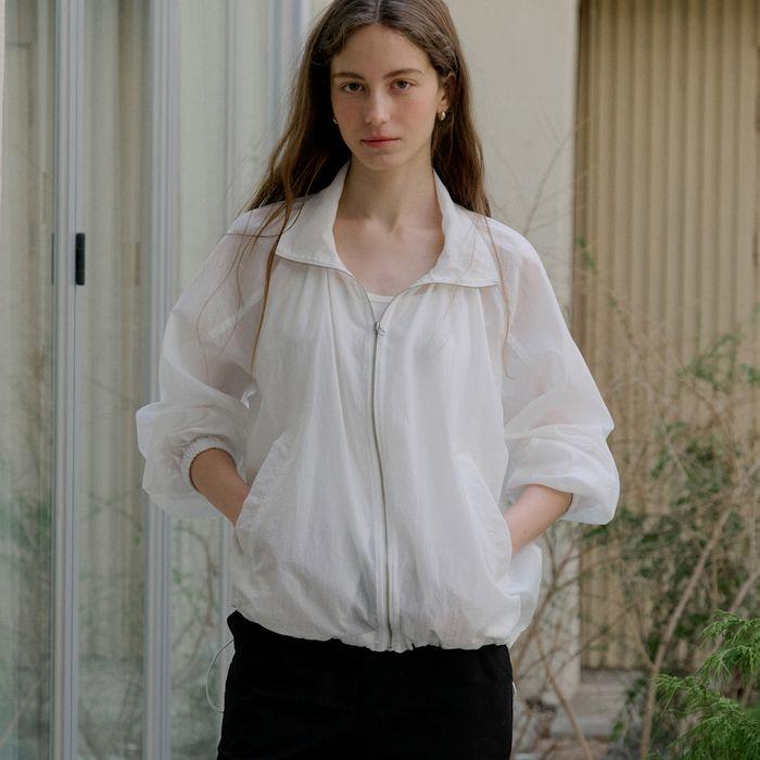 comos 1444 shirring sheer wind breaker (white)
