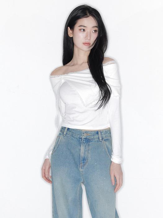 STELLA LACE OFF SHOULDER TOP_TT6S202IV