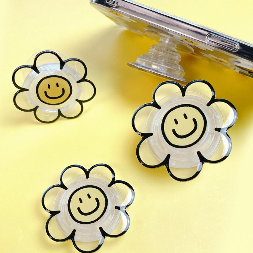 스마일 해바라기 꽃 그립톡 투명 데이지