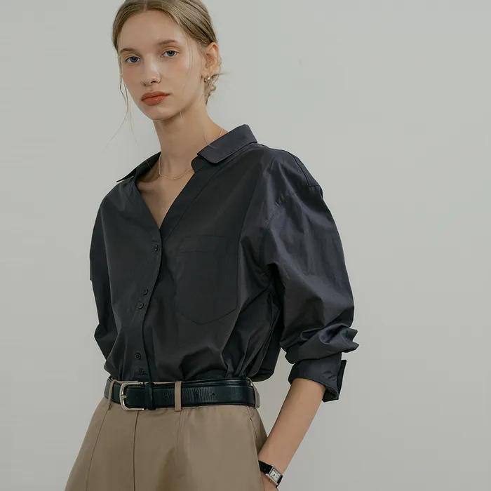 comos 1535 open-collar shirt (charcoal)