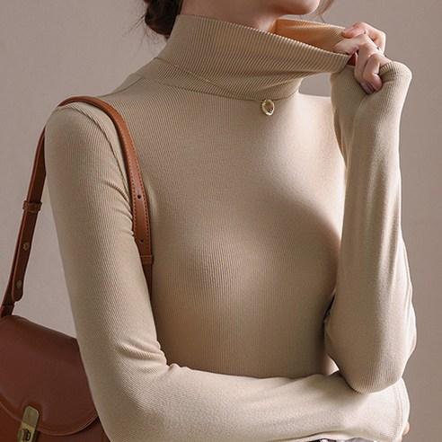 데일로엔 여성 폴라넥 베이직 심플 긴팔티셔츠 - 티셔츠 | 쿠팡