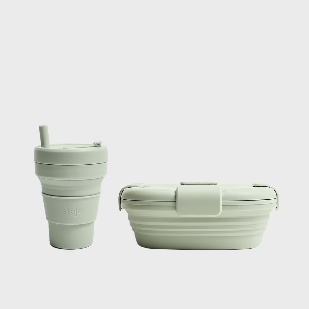스토조 접이식 실리콘 용기 키즈 세트 (텀블러 250ml+도시락 700ml)