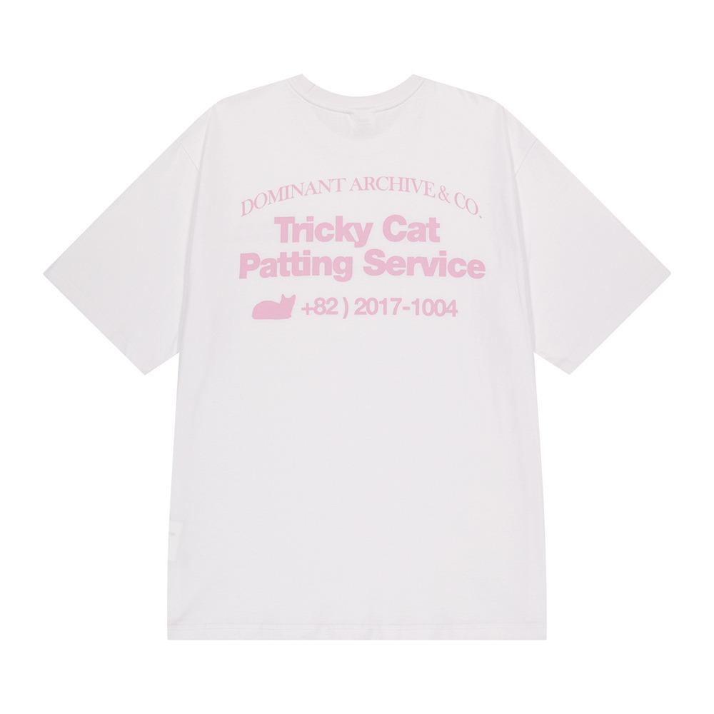 TRICKY CAT PATTING SERVIE T-SHIRTS WHITE
