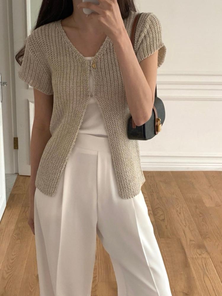 하디 짜임 니트 반팔 조끼 여름원사 ( 3color )