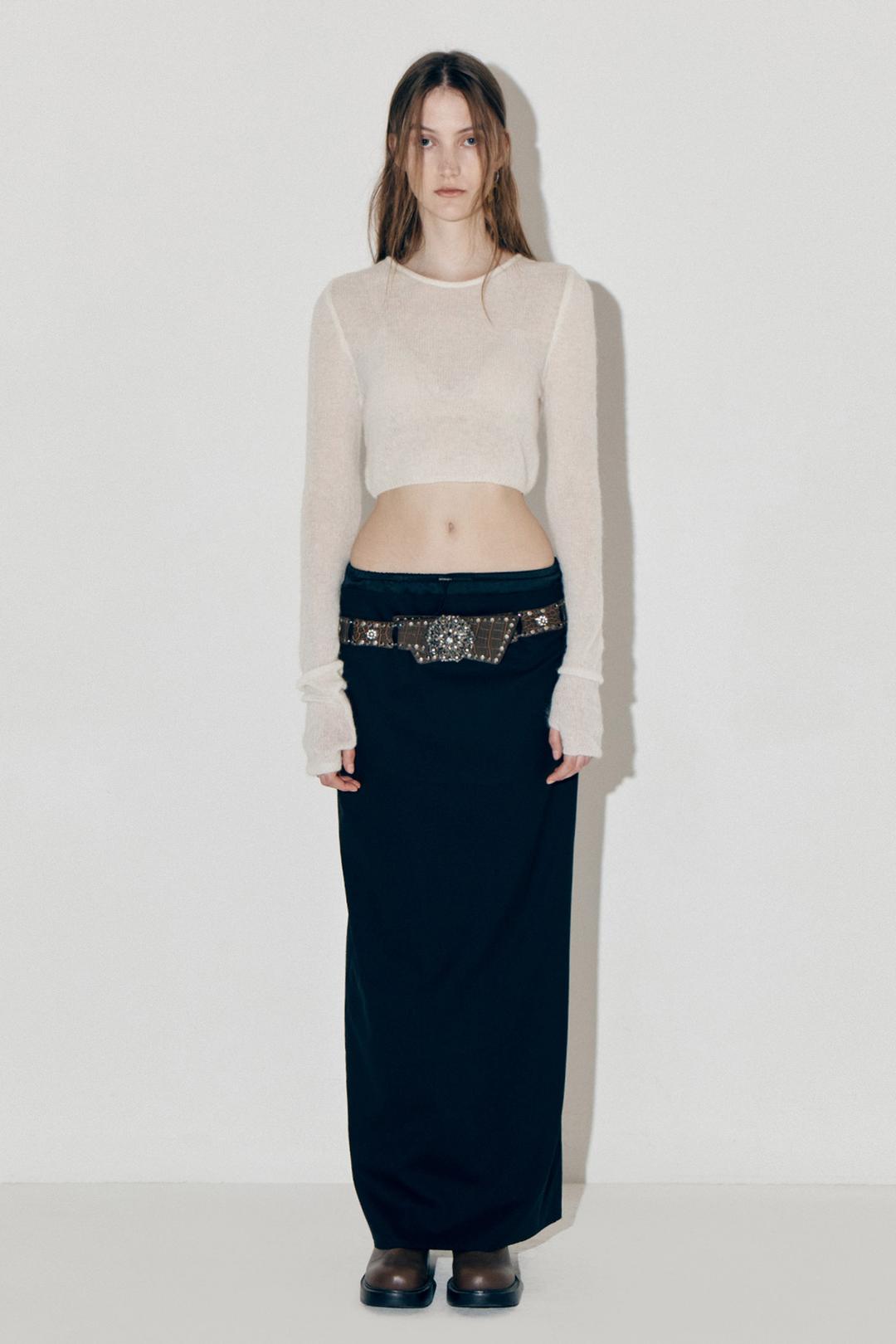 CROP ALPACA FINGER KNIT, IVORY