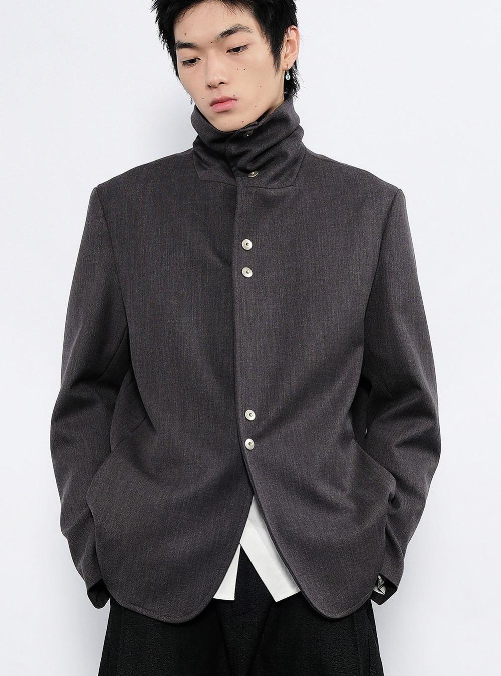 Layered Collar Metal Button Suit Jacket