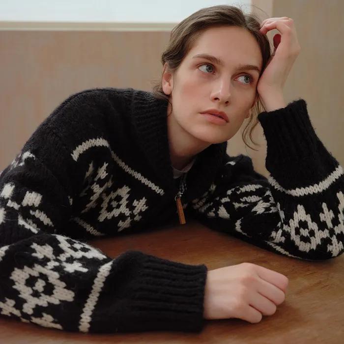 [5차 리오더] Alpaca wool nordic knit zip-up