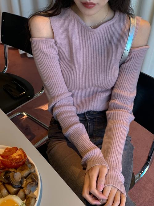 CASHMERE CUT OUT SHOULDER T(6COLORS!)