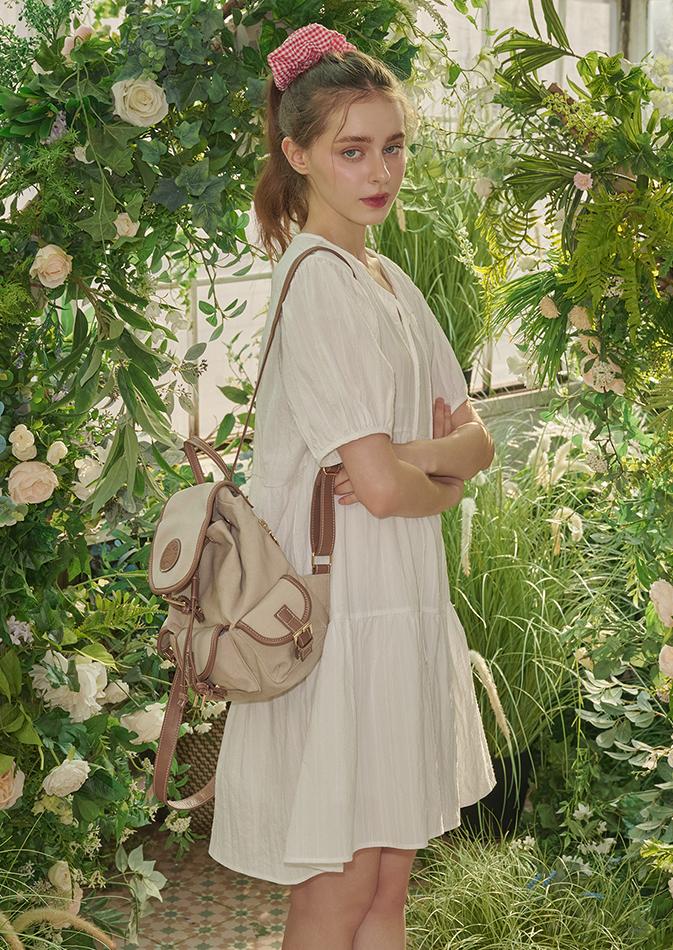 lotsyou_Nostalgia Canvas Backpack Beige