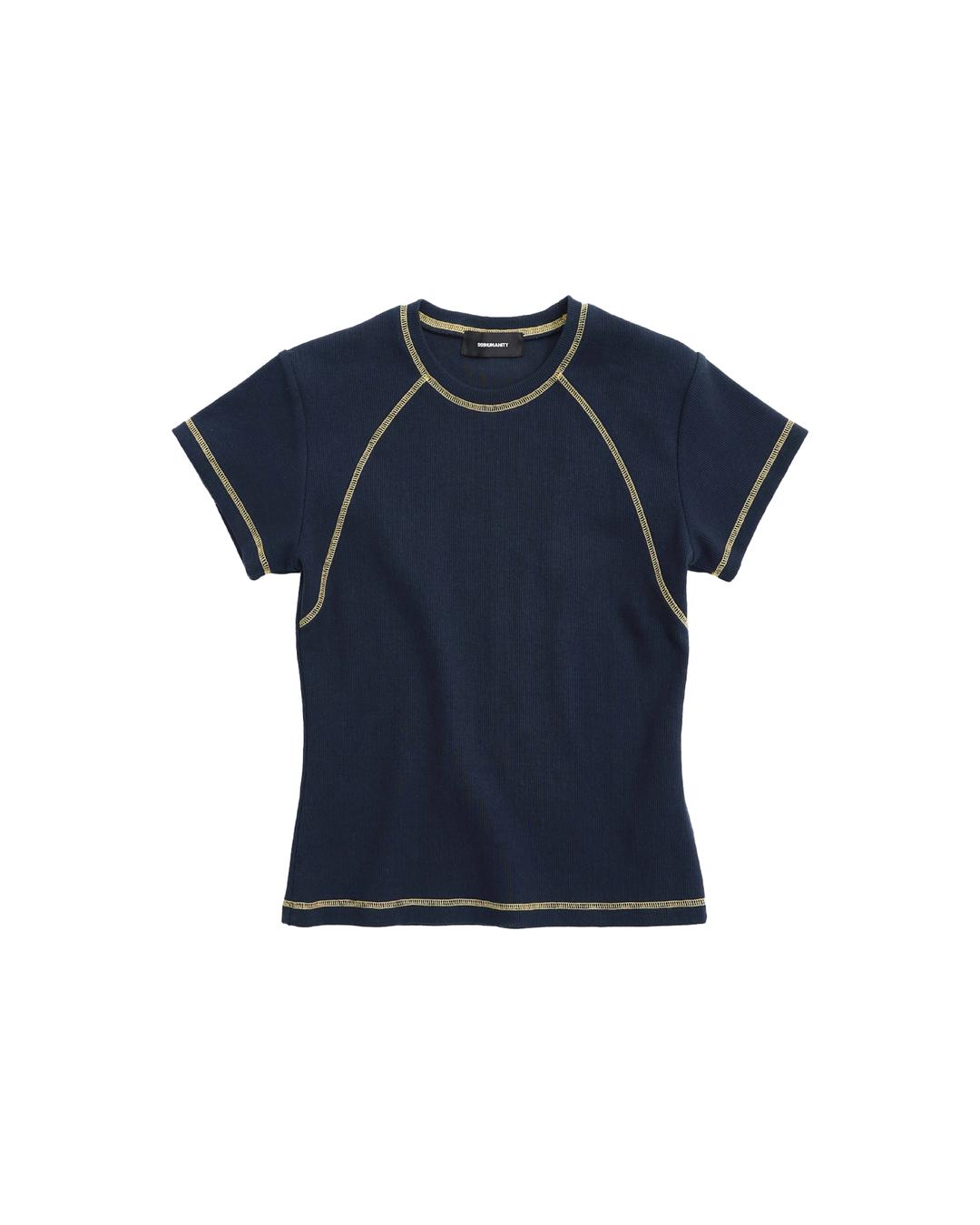 COLORED STITCH LINE SHORT SLEEVE TEE (NAVY)